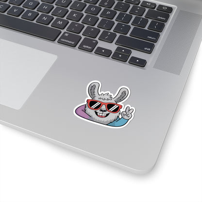 TEEZOCA cool llama sticker with sunglasses and peace sign cartoon design