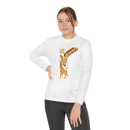 Youth Long Sleeve Tee — Cute Giraffe Mom & Baby “Talk Talk” Graphic TEEZOCA