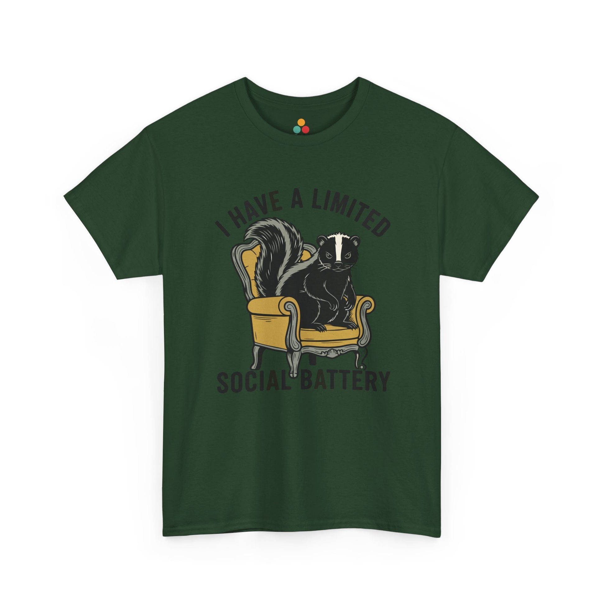 Skunk Social Battery Graphic T-Shirt - "I Have a Limited Social Battery" Funny Introvert Tee | TEEZOCA 