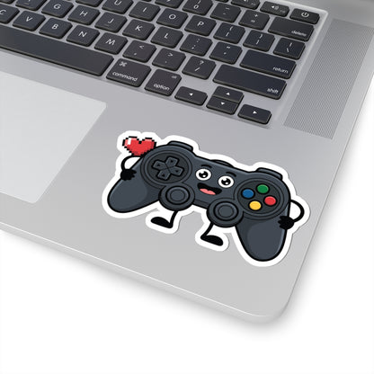 TEEZOCA cute gamer controller sticker smiling gamepad with pixel heart