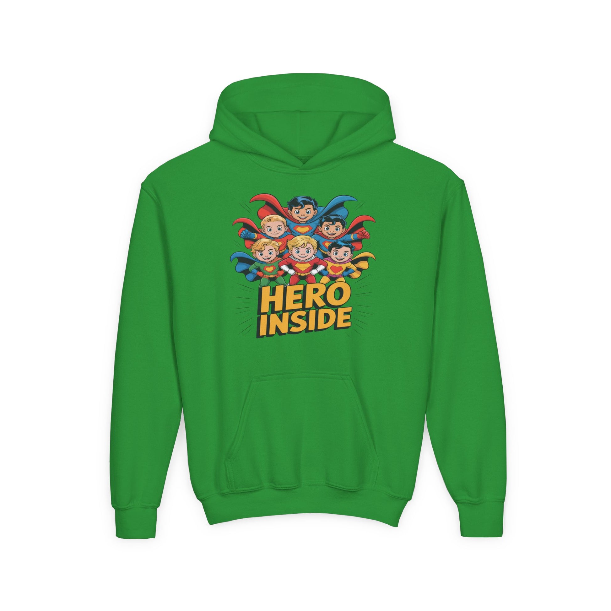 Youth Hoodie — "Hero Inside" Superhero Kids Pullover TEEZOCA
