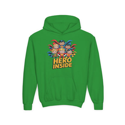Youth Hoodie — "Hero Inside" Superhero Kids Pullover TEEZOCA