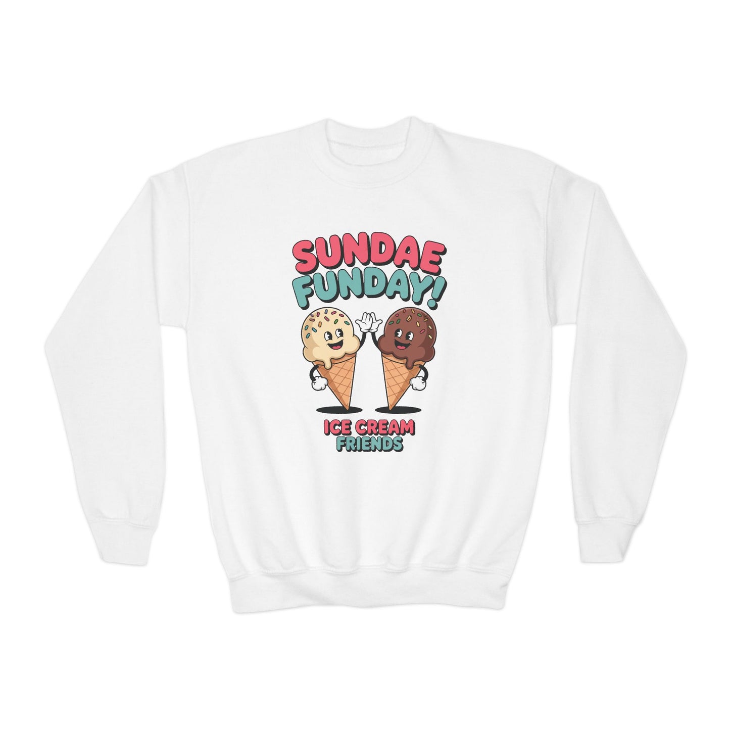 Sundae Funday Ice Cream Friends Kids Crewneck Sweatshirt | TEEZOCA 