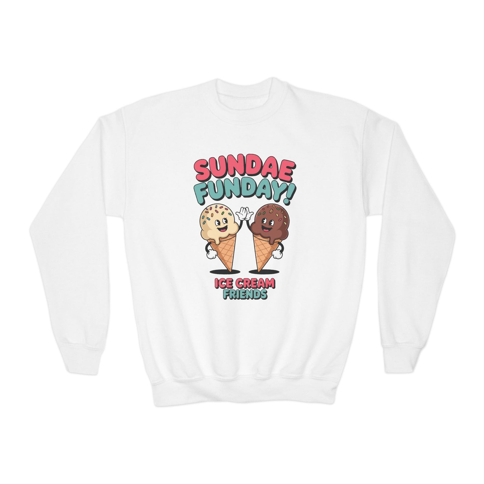 Sundae Funday Ice Cream Friends Kids Crewneck Sweatshirt | TEEZOCA 