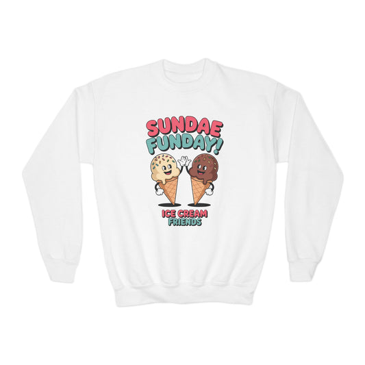 Sundae Funday Youth Crewneck Sweatshirt – Ice Cream Friends Graphic TEEZOCA