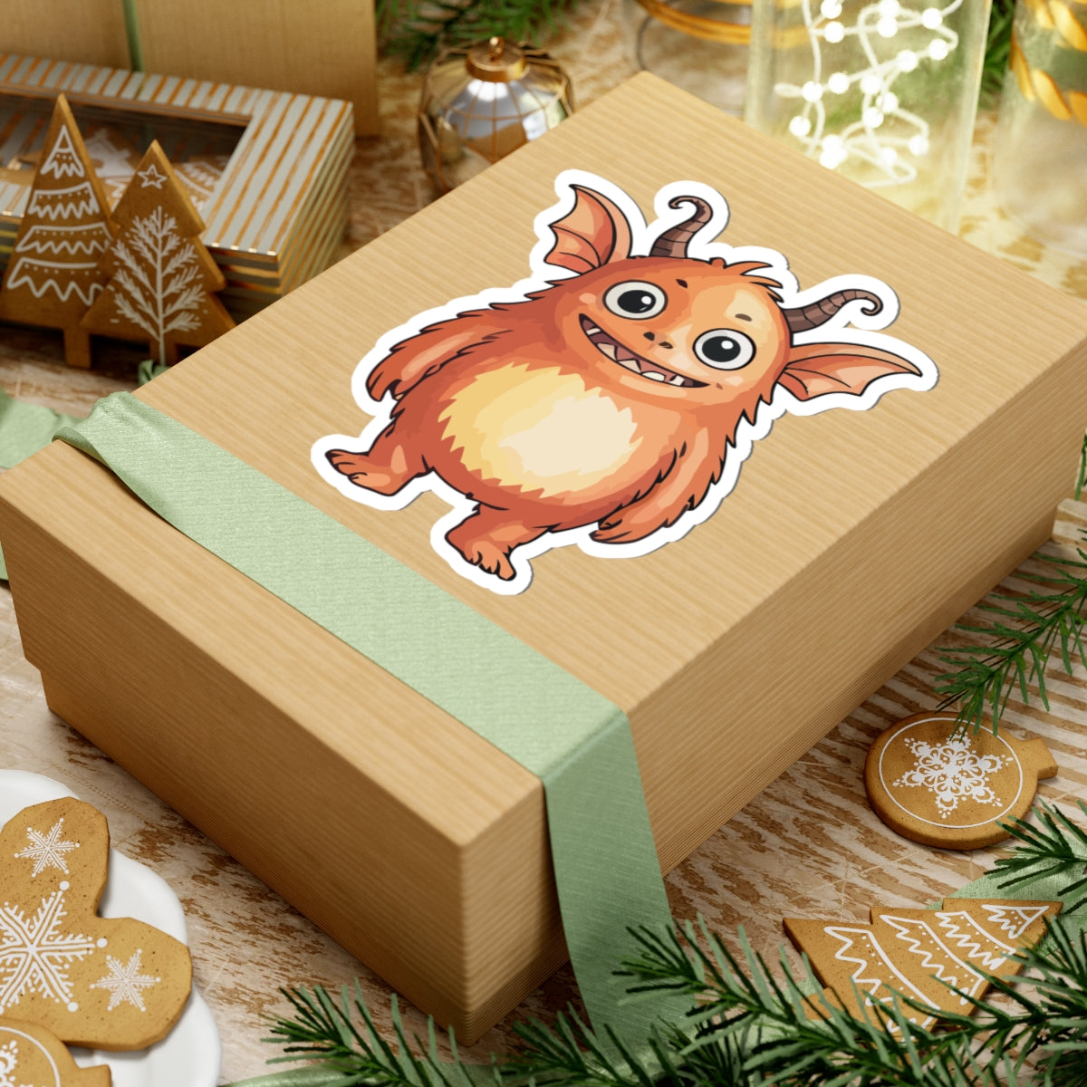 TEEZOCA orange monster sticker with horns
