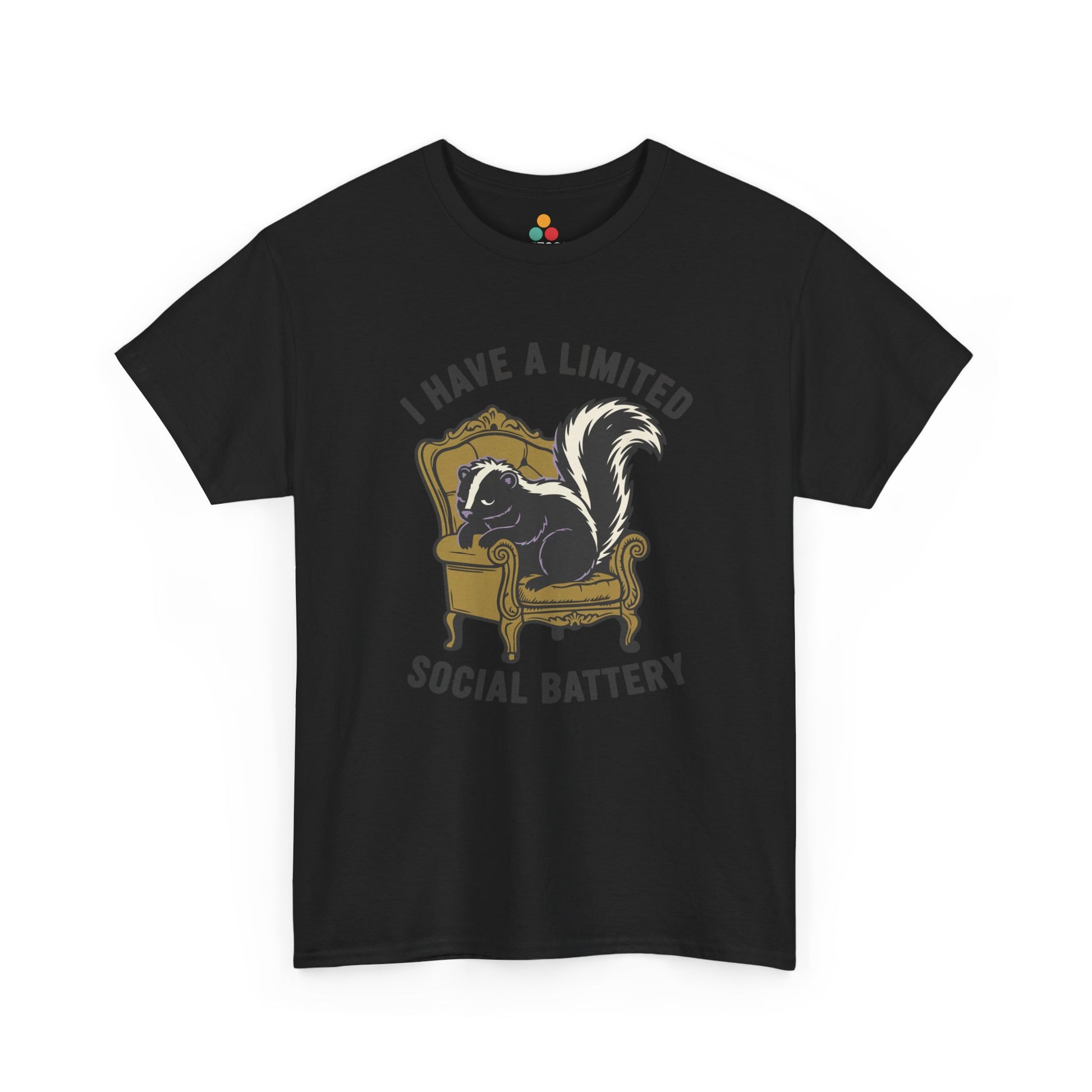 Skunk Social Battery Graphic T-Shirt - "I Have a Limited Social Battery" Funny Introvert Tee | TEEZOCA 