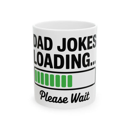 TEEZOCA mug featuring the Dad Jokes Loading design with progress bar