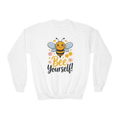 Youth Bee Yourself Sweatshirt — Cute Kids Crewneck with Bee Graphic TEEZOCA