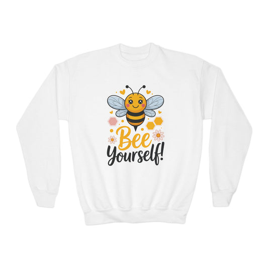 Youth Bee Yourself Sweatshirt — Cute Kids Crewneck with Bee Graphic TEEZOCA