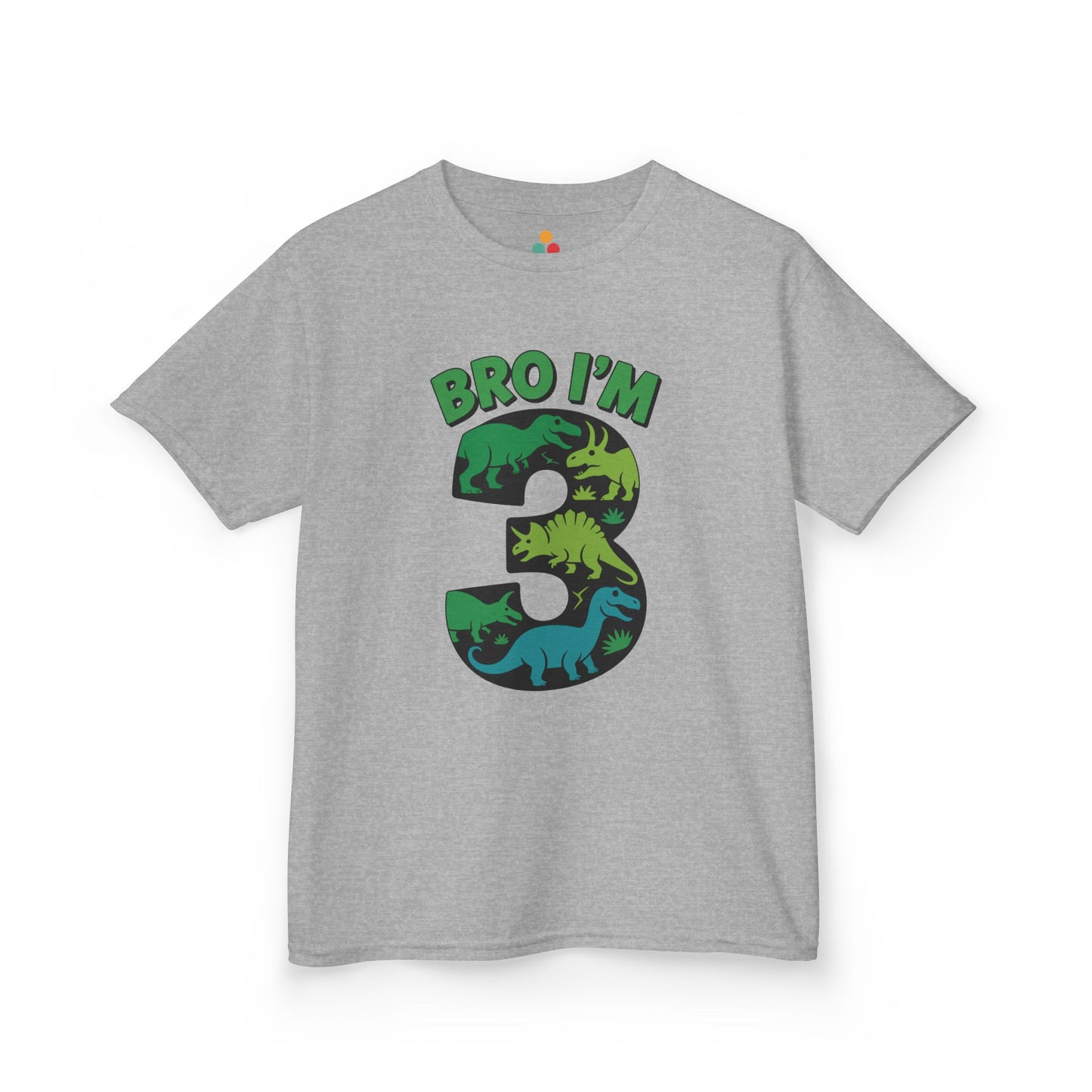 Kids T-Shirt "Bro I'm 3" Dinosaur Birthday Tee