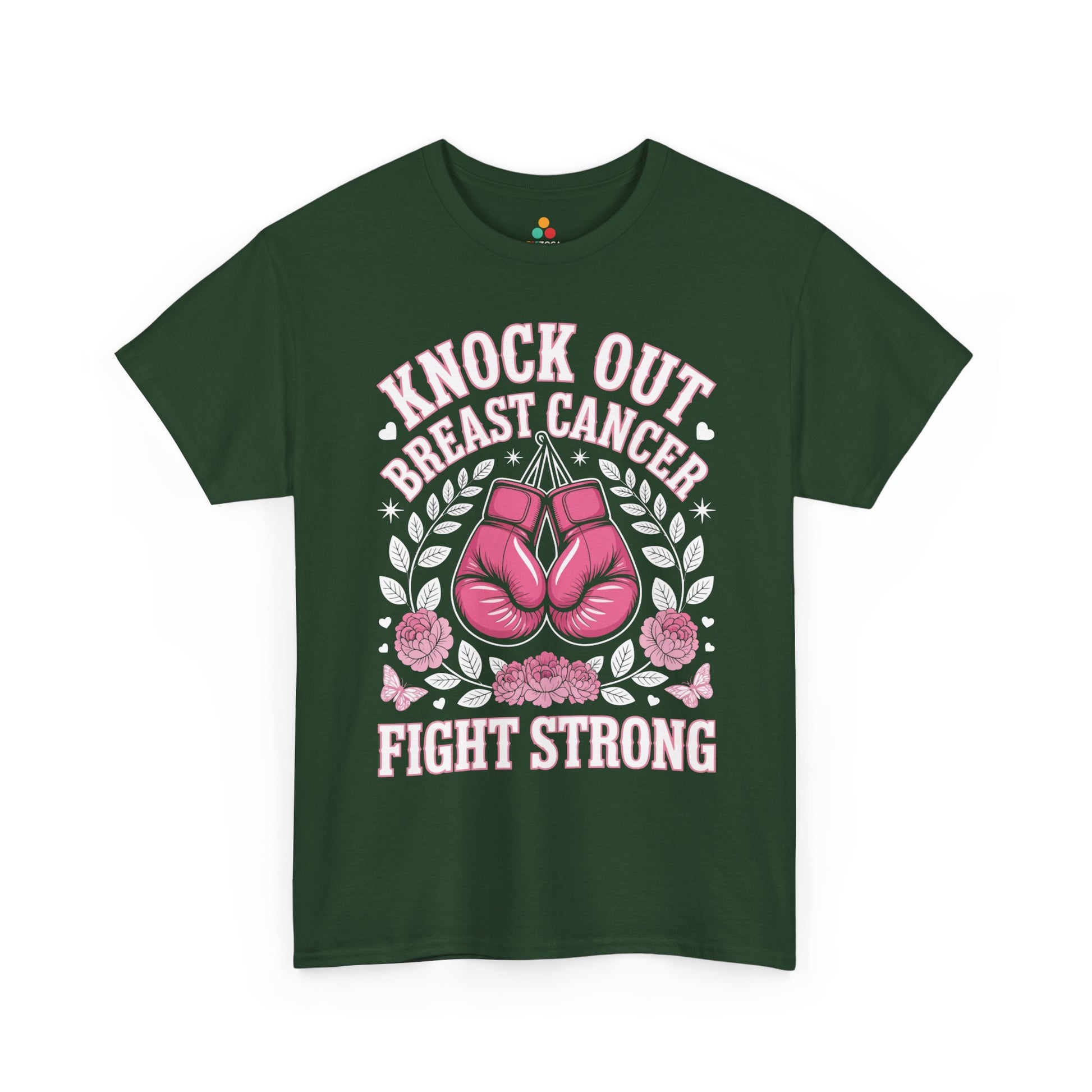 Knock Out Breast Cancer Awareness Fight Strong Pink Ribbon Unisex T-shirt | TEEZOCA 