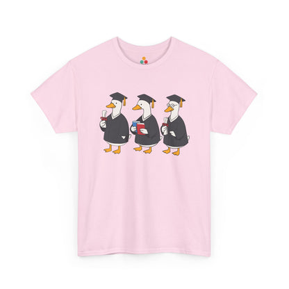 Pink TEEZOCA graduation Goose graphic t‑shirt displayed flat.