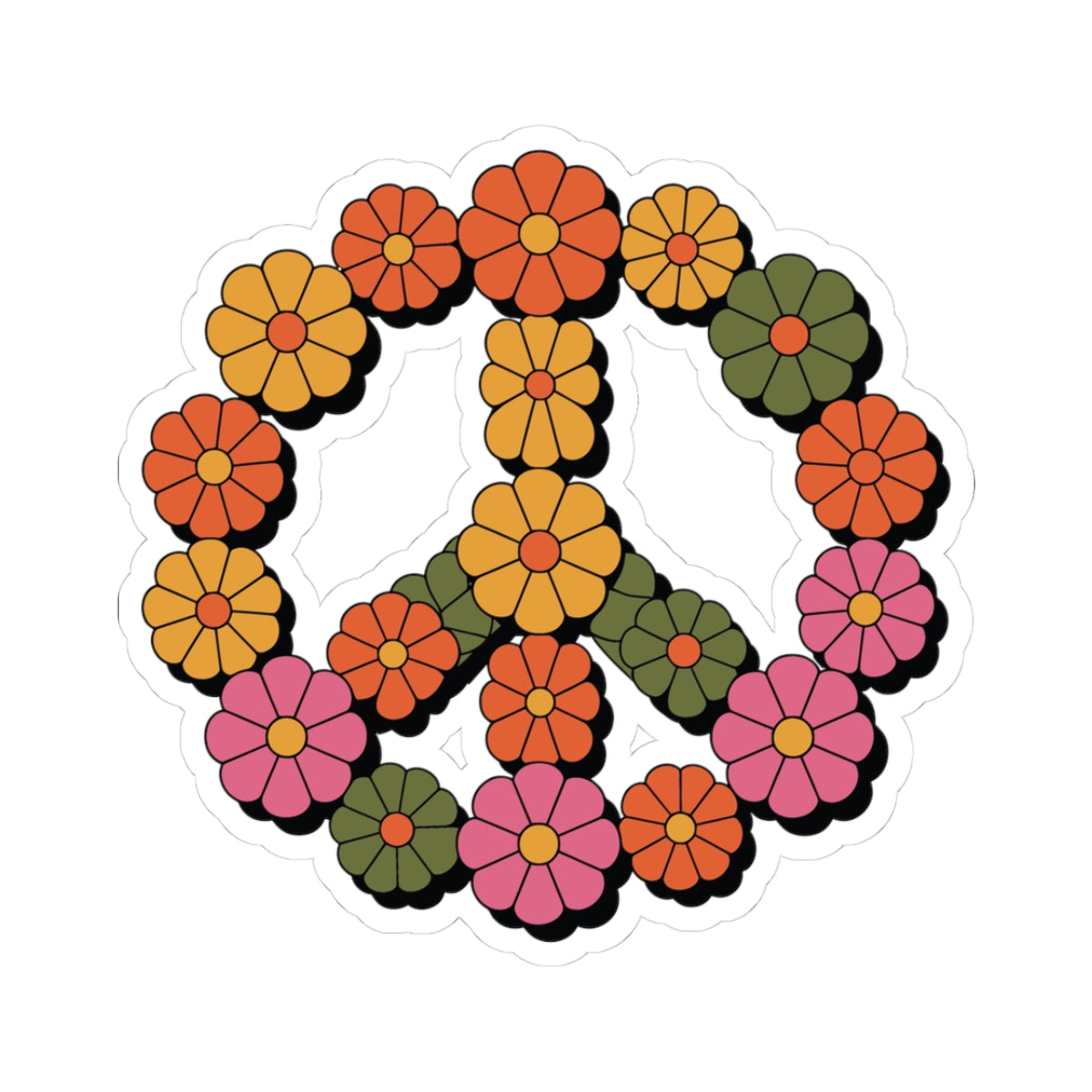 TEEZOCA retro flower peace sign sticker floral design