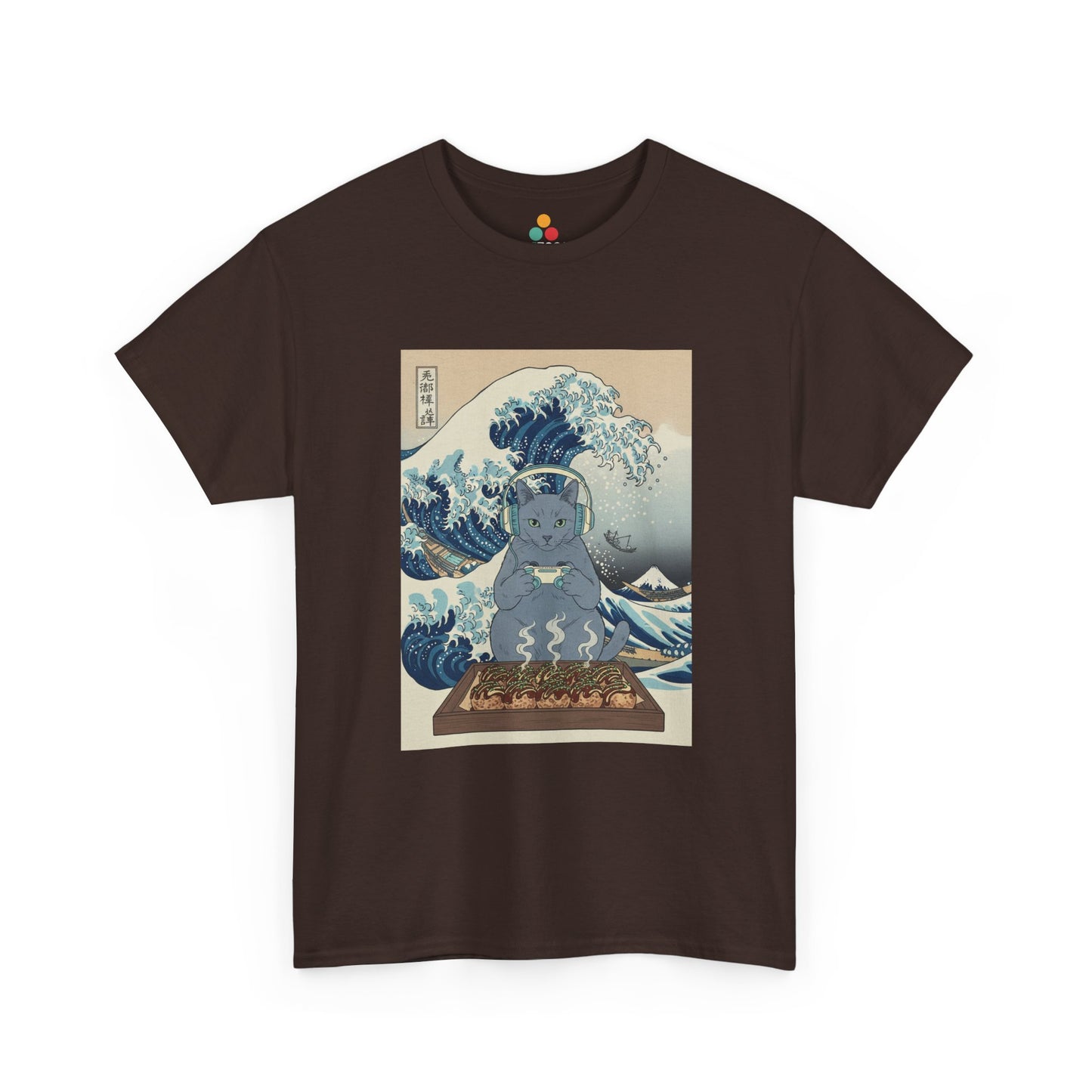 Ukiyo-e Cat Gaming Tee — Japanese Wave Vintage Poster T-Shirt | TEEZOCA 