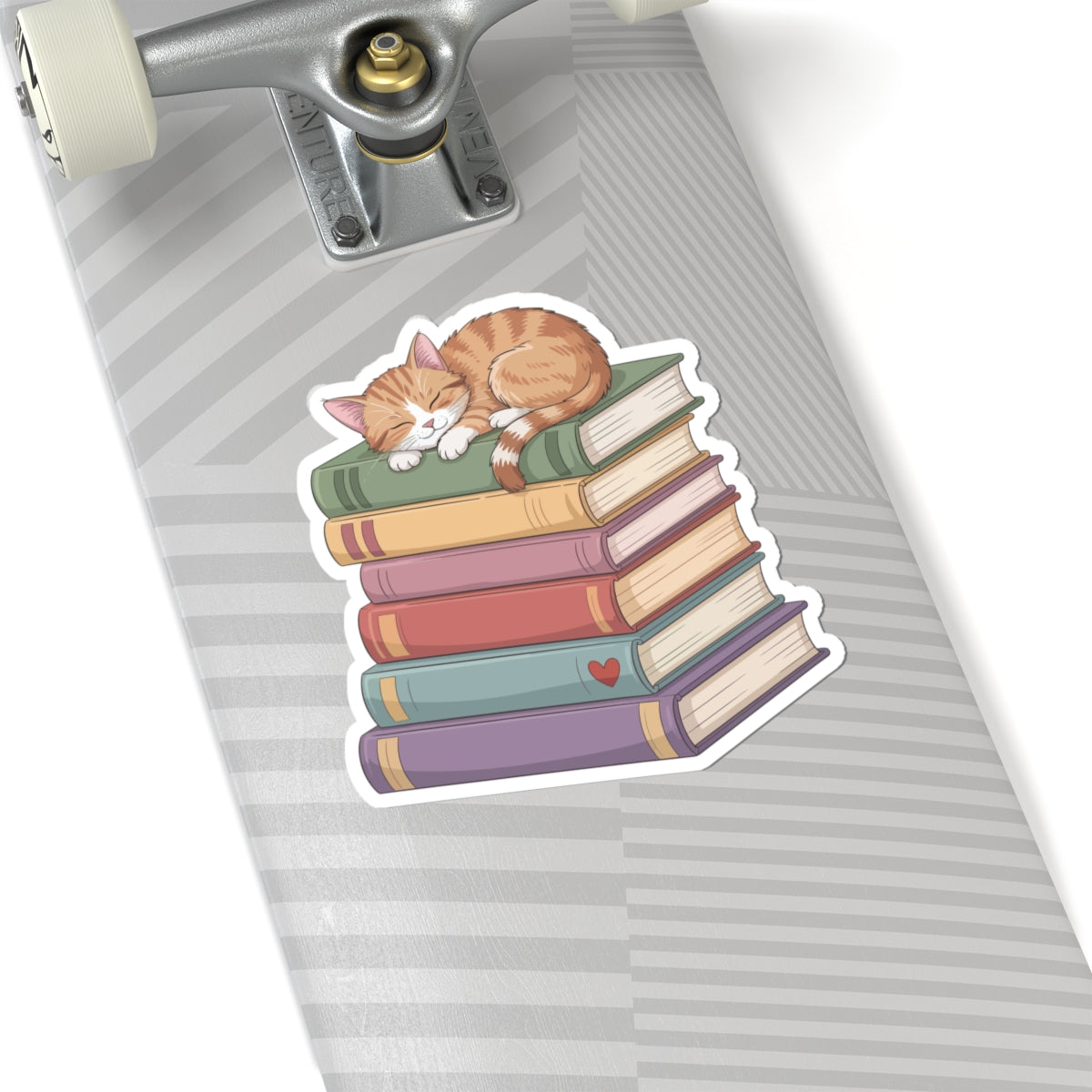 TEEZOCA cute sleeping cat on books sticker cozy reading illustration