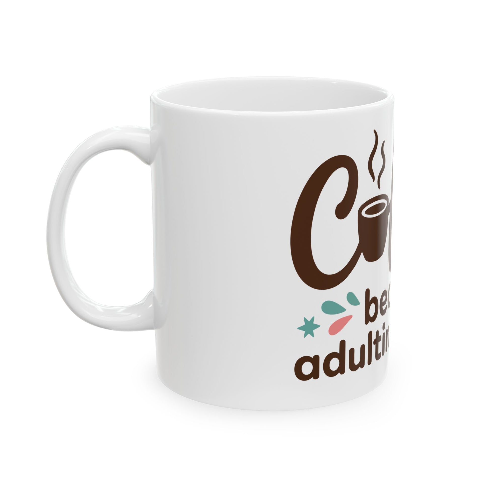 TEEZOCA funny adulting coffee mug with playful lettering