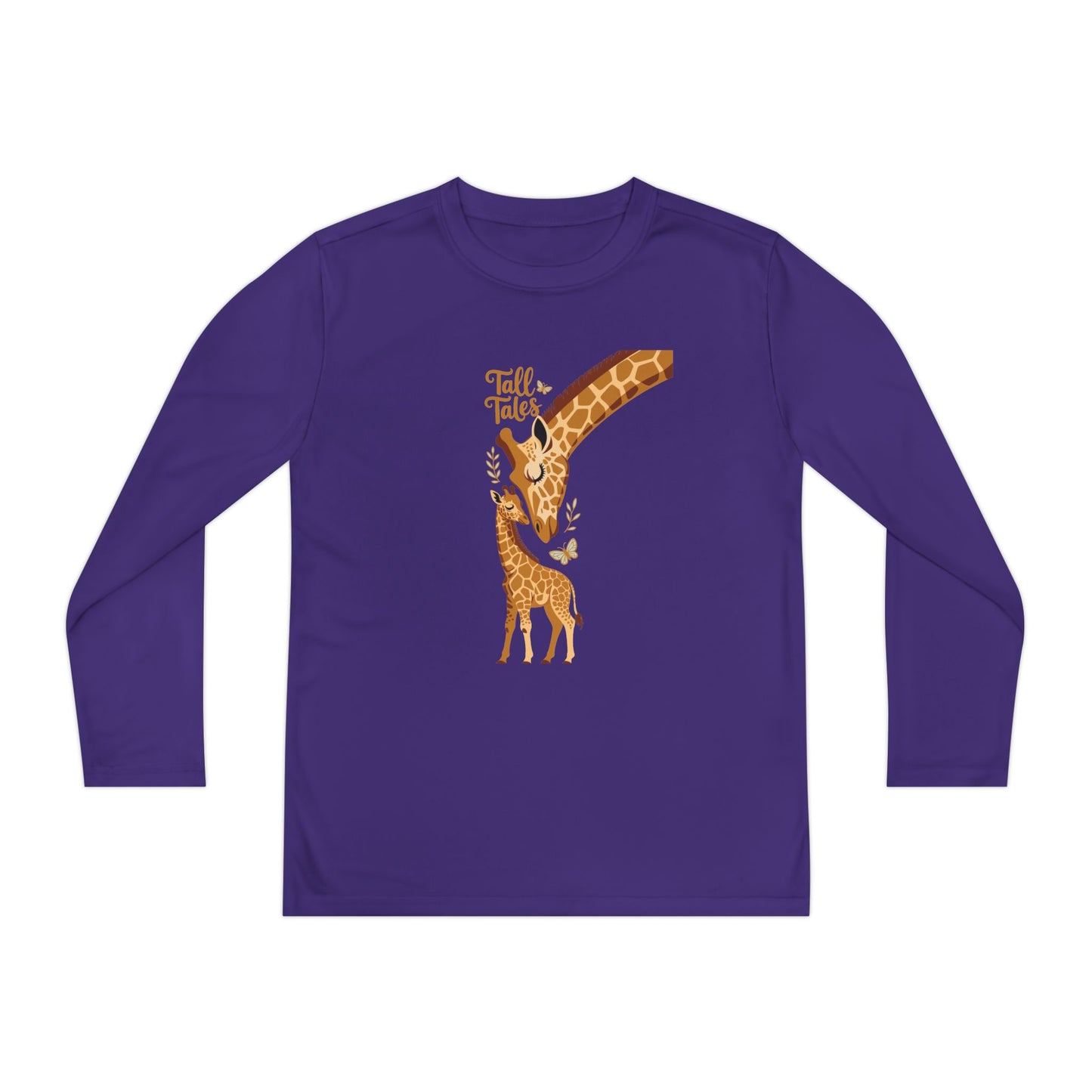 Youth Long Sleeve Tee — Cute Giraffe Mom & Baby “Talk Talk” Graphic TEEZOCA