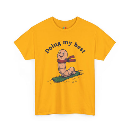 Funny Worm Snowboarding T-Shirt - "Doing My Best" Cute Winter Graphic Tee | TEEZOCA 