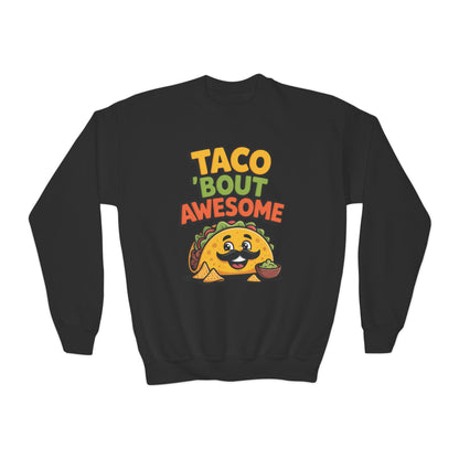 Taco ’Bout Awesome Kids Crewneck Sweatshirt | TEEZOCA 