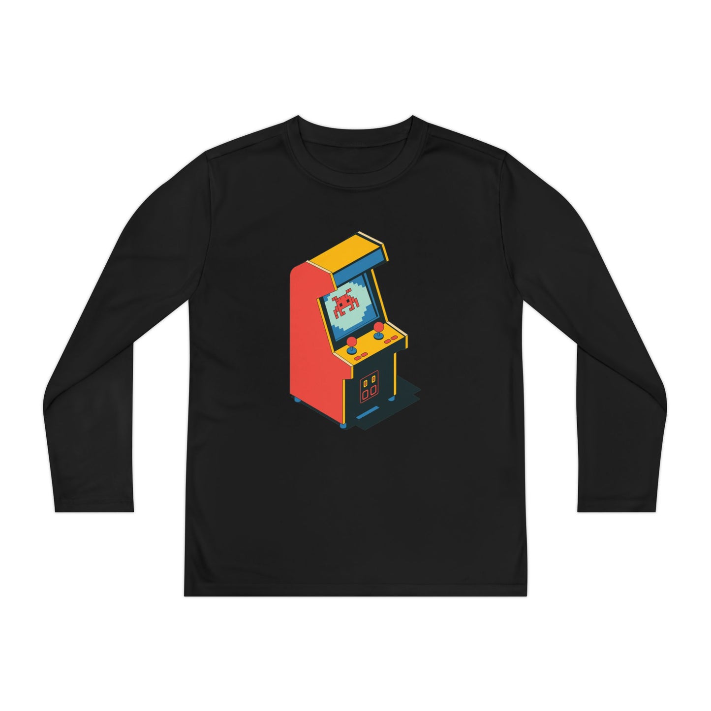 Youth Retro Arcade Long Sleeve Tee — Vintage Arcade Machine Graphic TEEZOCA