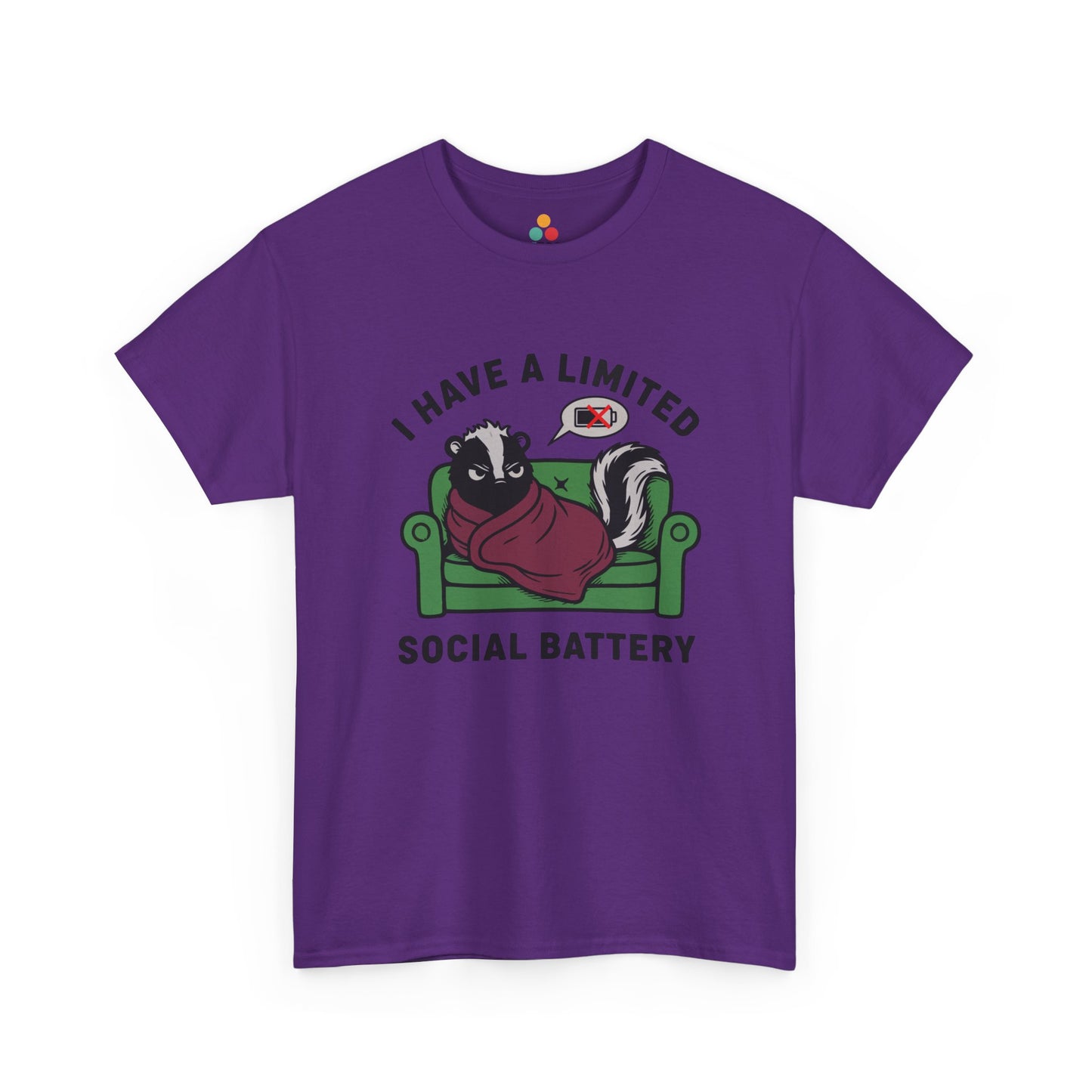 Skunk Social Battery Graphic T-Shirt - "I Have a Limited Social Battery" Funny Introvert Tee | TEEZOCA 