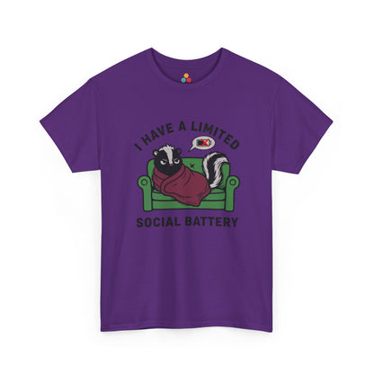 Skunk Social Battery Graphic T-Shirt - "I Have a Limited Social Battery" Funny Introvert Tee | TEEZOCA 