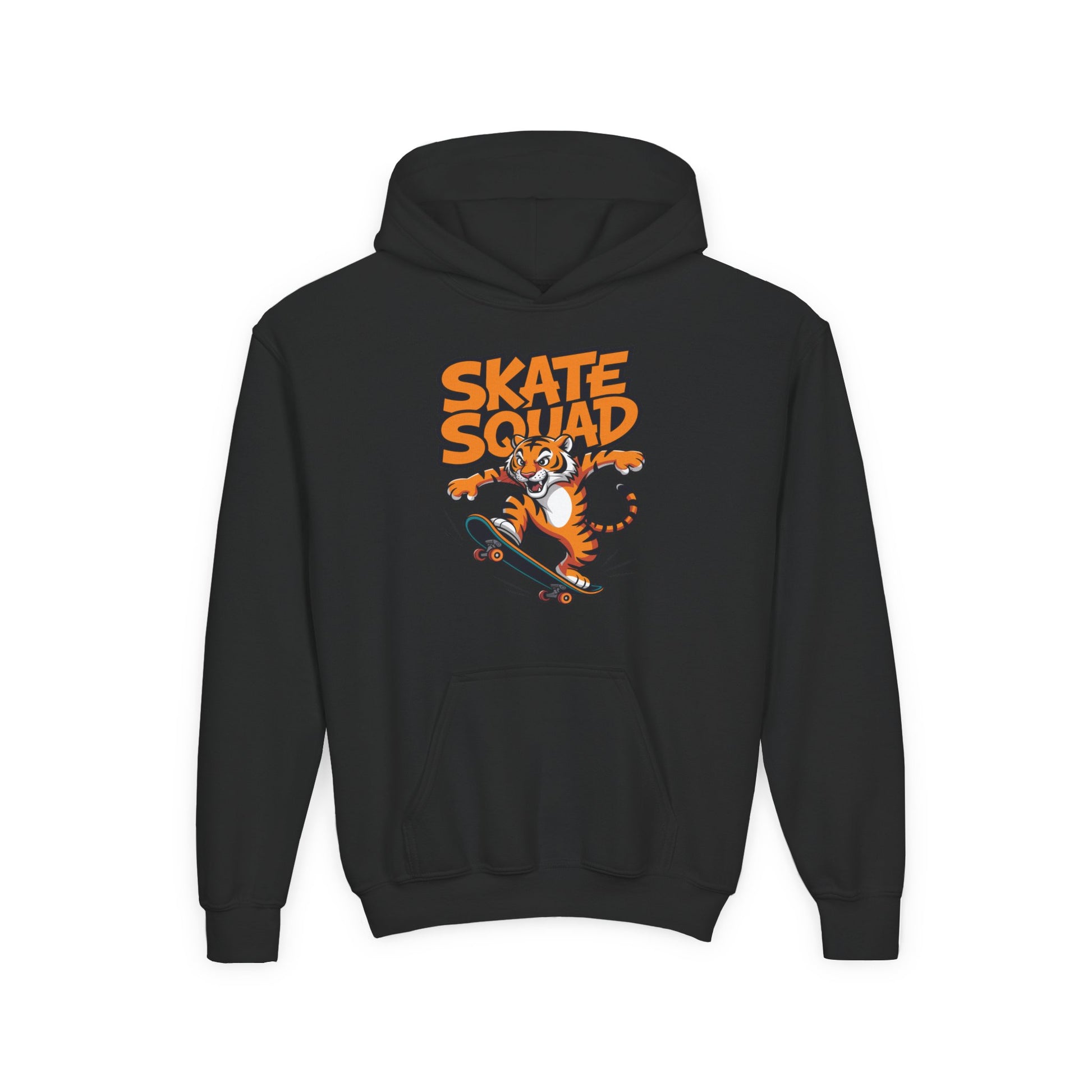 Youth Hoodie - 'Skate Squad' Tiger Skateboard Graphic Pullover TEEZOCA