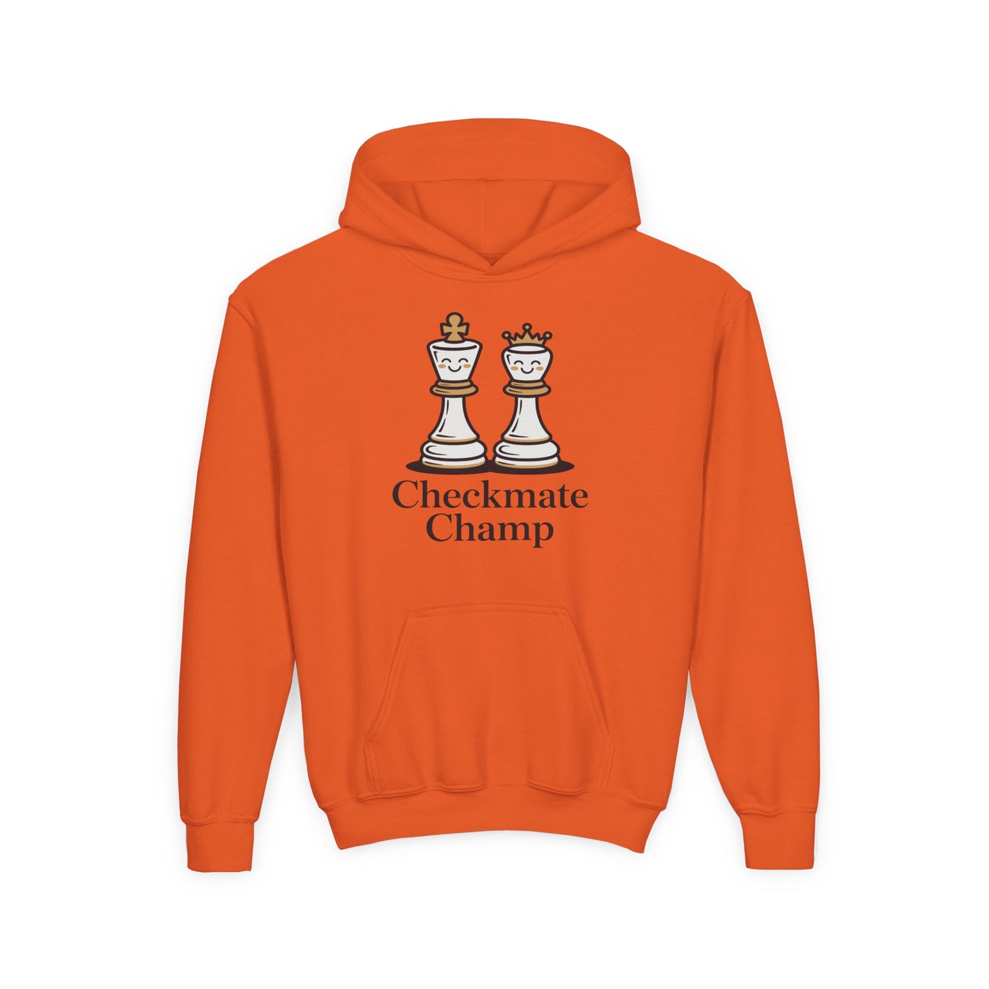 Youth Hoodie — "Checkmate Champ" Chess King & Queen Kids Pullover TEEZOCA