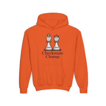 Youth Hoodie — "Checkmate Champ" Chess King & Queen Kids Pullover TEEZOCA