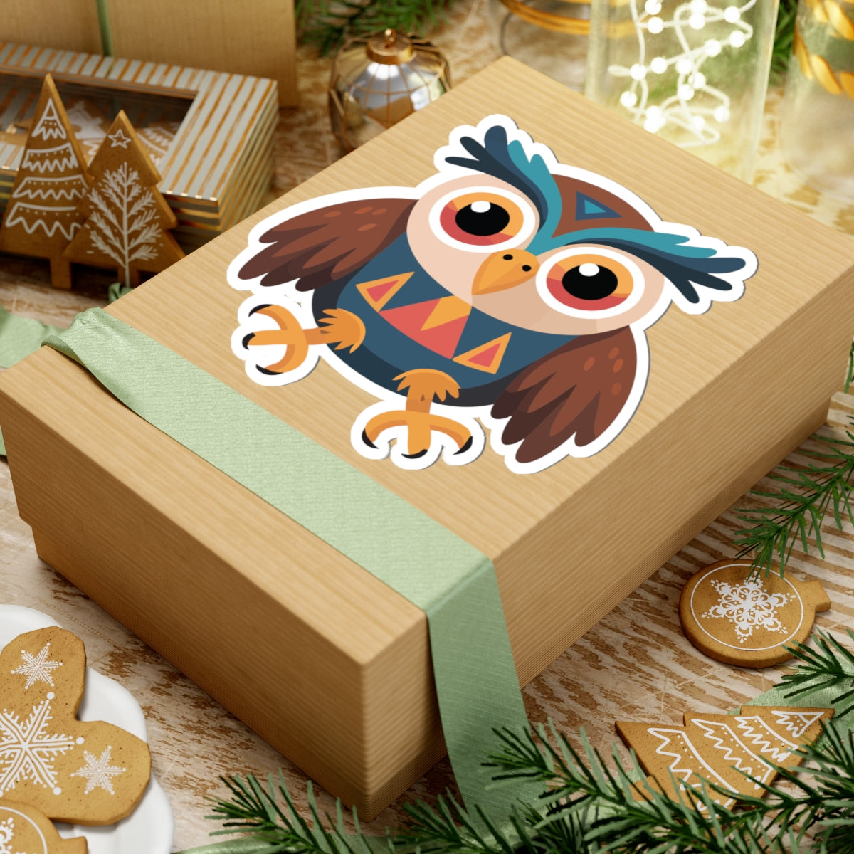 TEEZOCA colorful geometric owl design for stickers