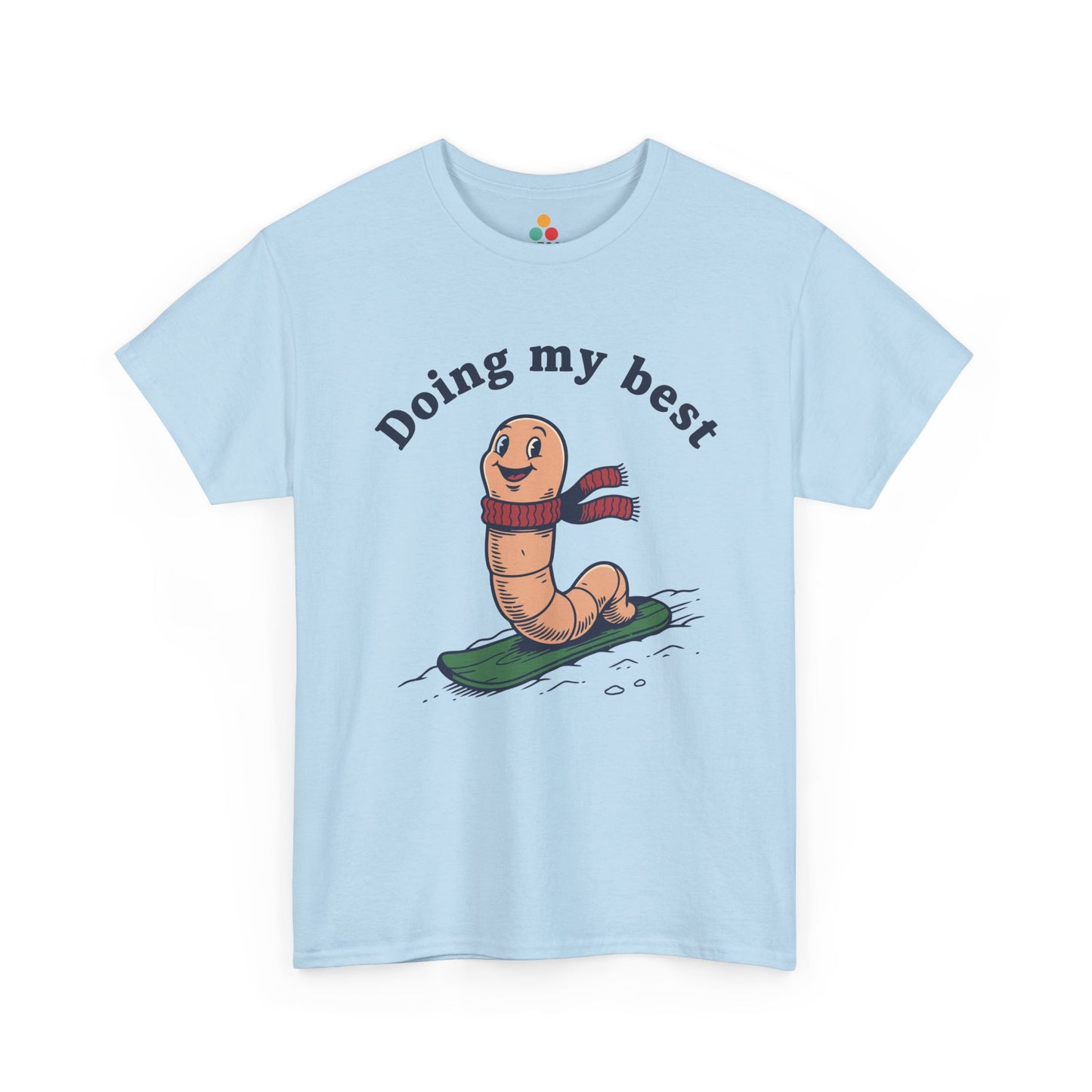 Funny Worm Snowboarding T-Shirt - "Doing My Best" Cute Winter Graphic Tee | TEEZOCA 