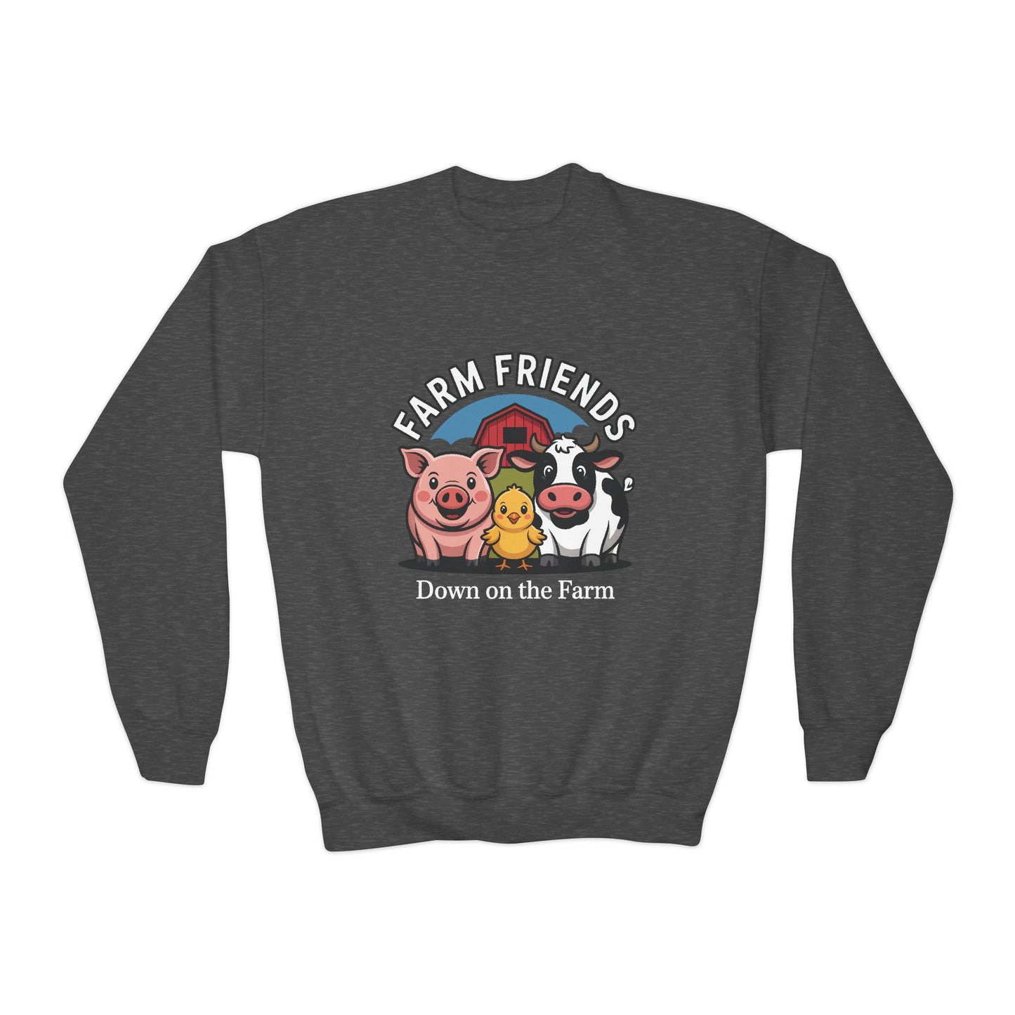 Farm Friends Youth Crewneck Sweatshirt — "Down on the Farm" Kids Pullover TEEZOCA