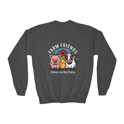 Farm Friends Youth Crewneck Sweatshirt — "Down on the Farm" Kids Pullover TEEZOCA