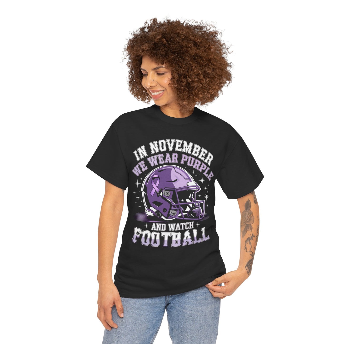 We Wear Purple Alzheimer Awareness Football Unisex T-shirt | TEEZOCA 