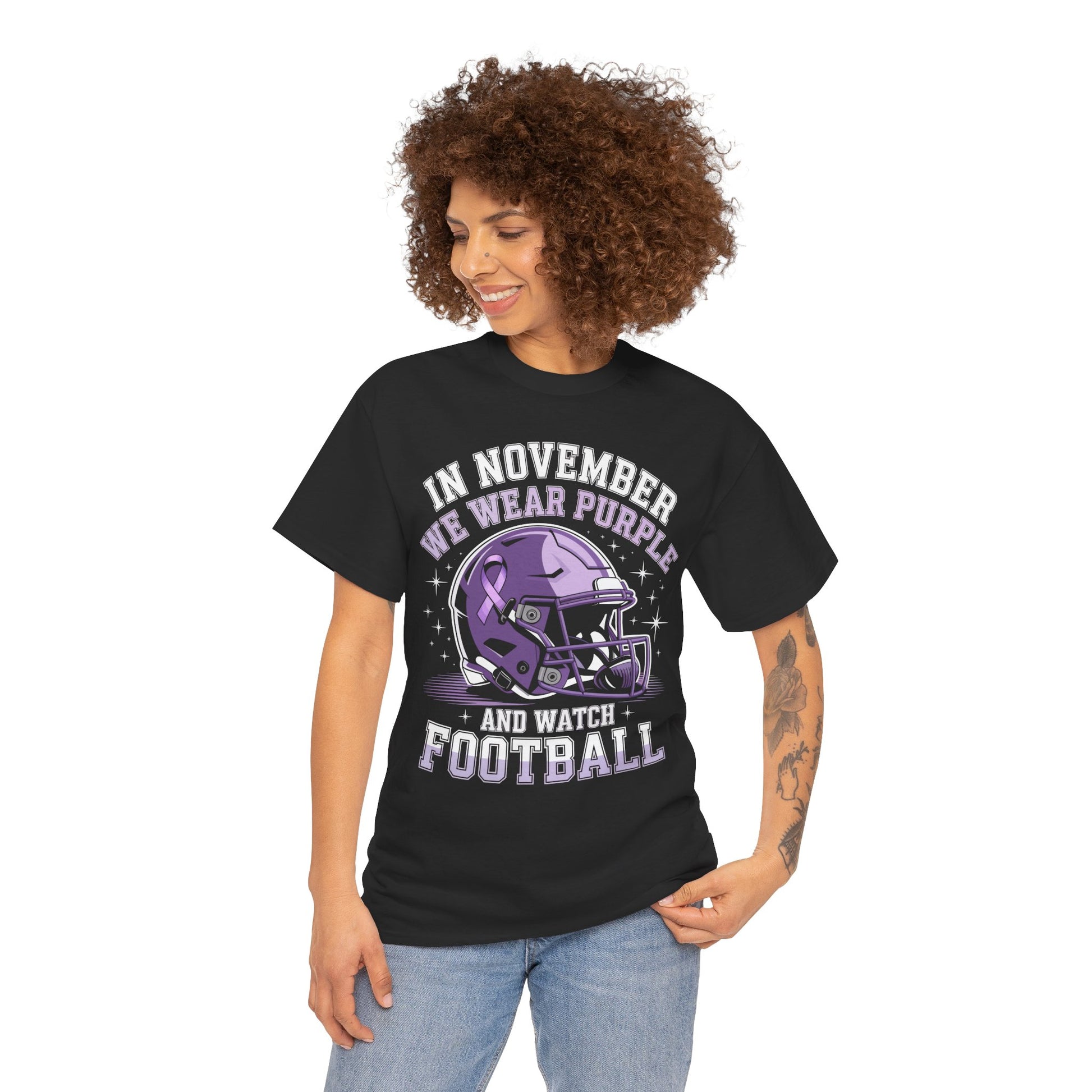 We Wear Purple Alzheimer Awareness Football Unisex T-shirt | TEEZOCA 