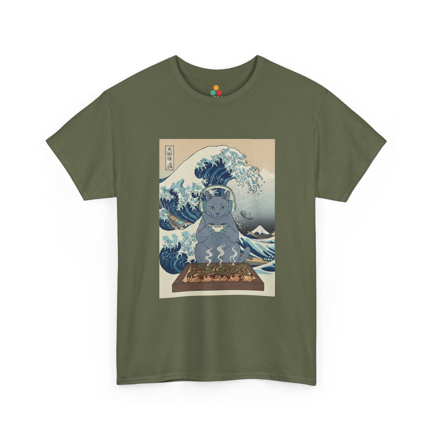 Ukiyo-e Cat Gaming Tee — Japanese Wave Vintage Poster T-Shirt | TEEZOCA 