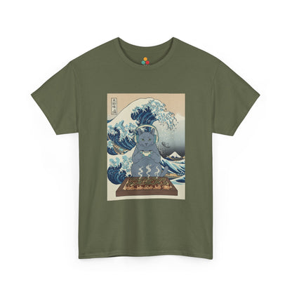 Ukiyo-e Cat Gaming Tee — Japanese Wave Vintage Poster T-Shirt | TEEZOCA 