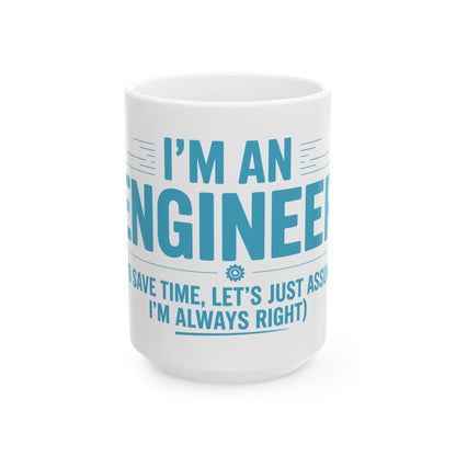 TEEZOCA mug featuring the I’m an Engineer design with bold technical typography