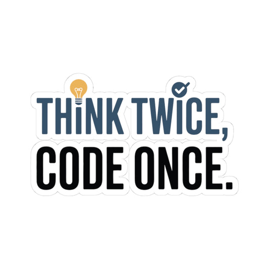 TEEZOCA think twice code once programming sticker with idea icon