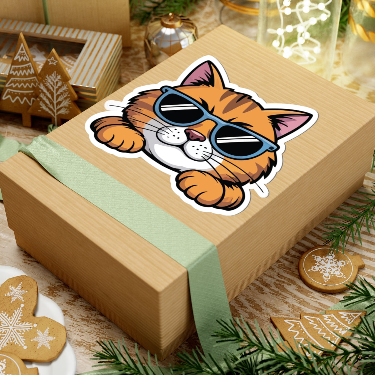 TEEZOCA cartoon cat wearing sunglasses sticker