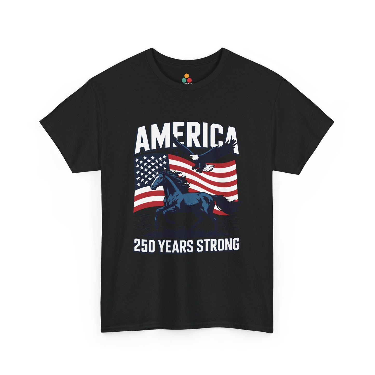 America 250 Years Strong Patriotic T‑Shirt — Semiquincentennial Eagle & Horse Tee | TEEZOCA 