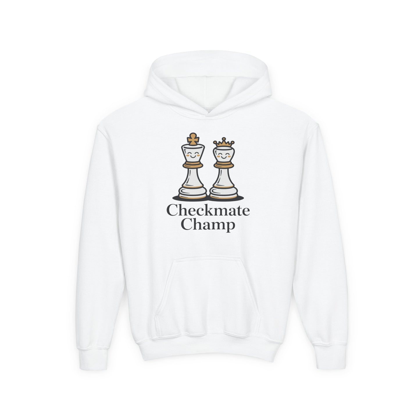 Youth Hoodie — "Checkmate Champ" Chess King & Queen Kids Pullover TEEZOCA