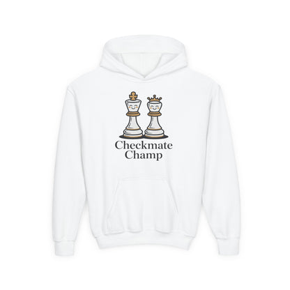 Youth Hoodie — "Checkmate Champ" Chess King & Queen Kids Pullover TEEZOCA