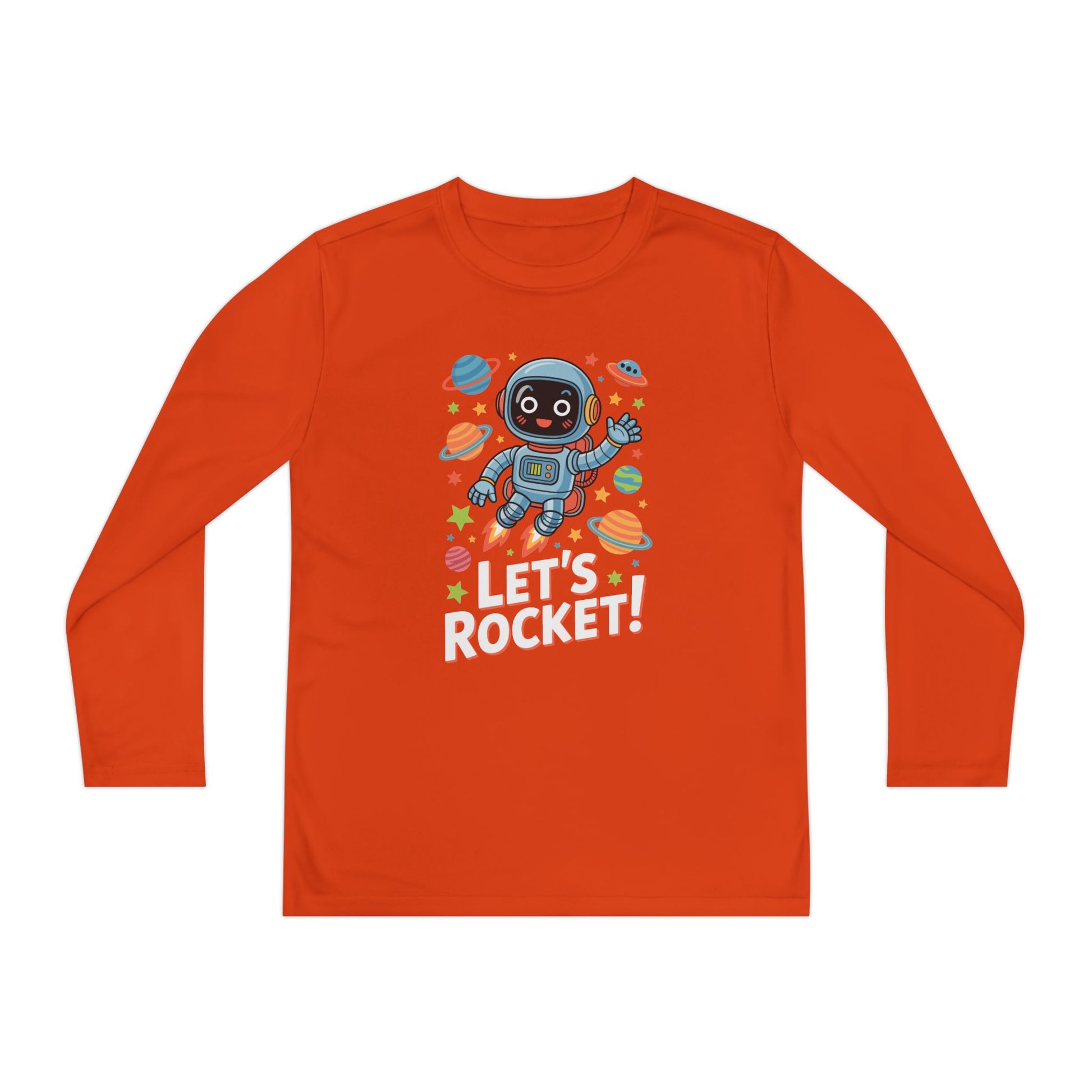 Kids Long Sleeve Tee - 'Let's Rocket!' Space Astronaut Graphic TEEZOCA