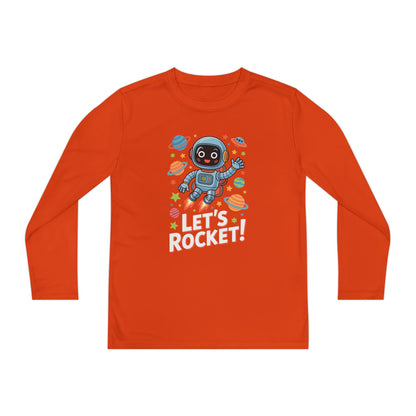 Kids Long Sleeve Tee - 'Let's Rocket!' Space Astronaut Graphic TEEZOCA