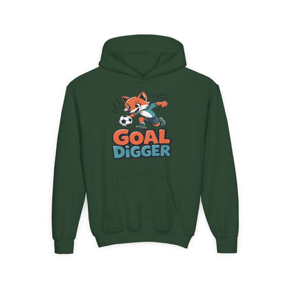 Youth Soccer Hoodie — 'Goal Digger' Fox Player Kids' Pullover TEEZOCA
