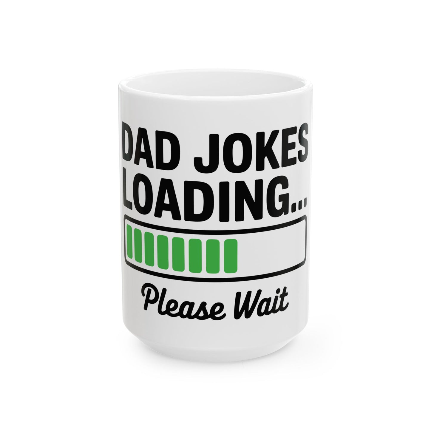 TEEZOCA mug featuring the Dad Jokes Loading design with progress bar