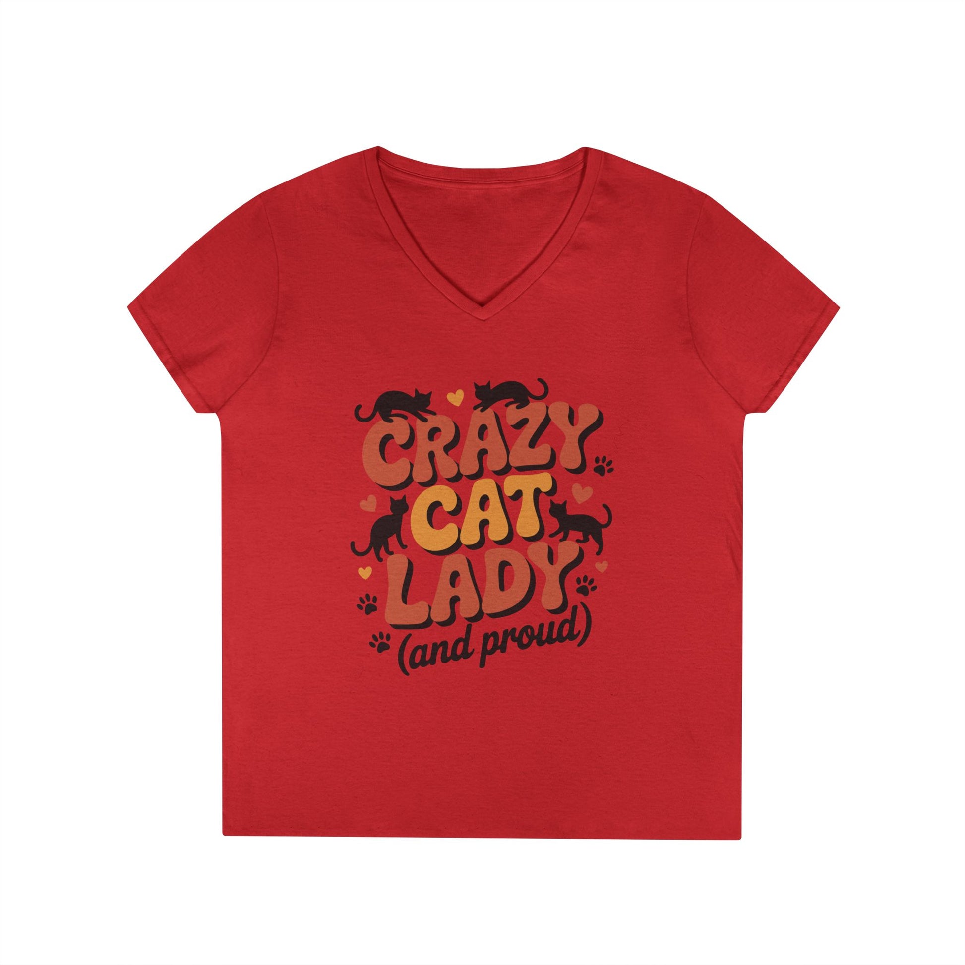 Crazy Cat Lady Cute Cat Lover Statement V-Neck T-Shirt for Women | TEEZOCA 