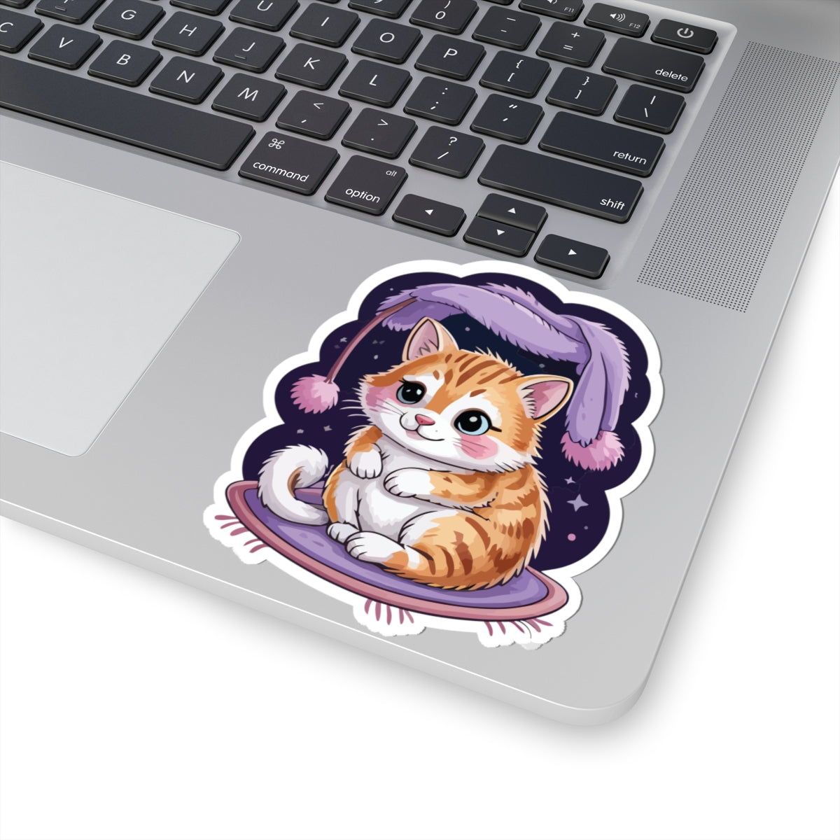 TEEZOCA cute sleeping cat sticker with cozy night hat and soft cushion